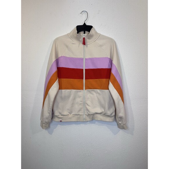 Women's Color Block Stripe Zip-Up Track Jacket Sz M LEGO Collection Target Cream - Picture 2 of 8